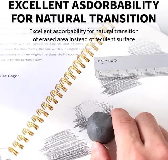 Alt view image 4 of 5 - Deli Kneaded Rubber Erasers Drawing Art kneaded Erasers Large Size Grey 18 Pack Blend, Shade, Smooth, Correct, and Brighten Your Sketches and Drawings