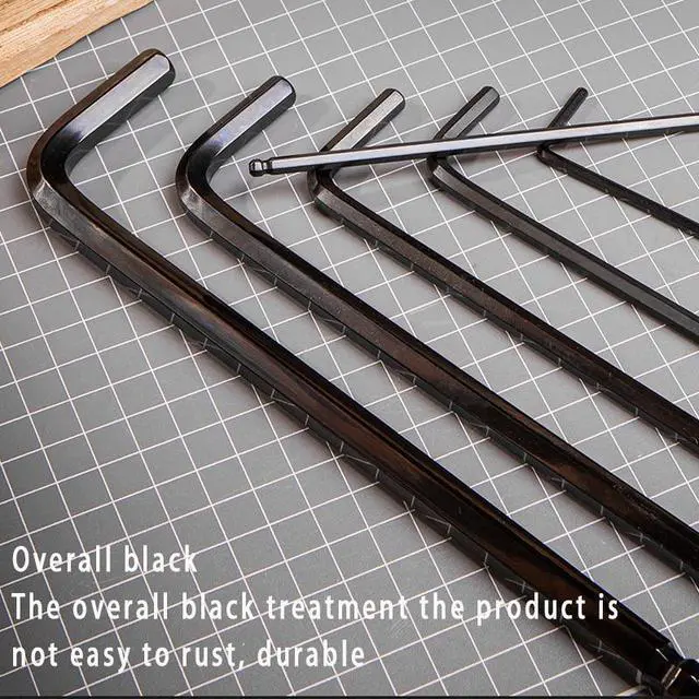 Alt view image 3 of 7 - Deli Long Ball End Blacken Hex Key Set Cr-v materail L Shape Precise and Chamfered Tips Laser Scale