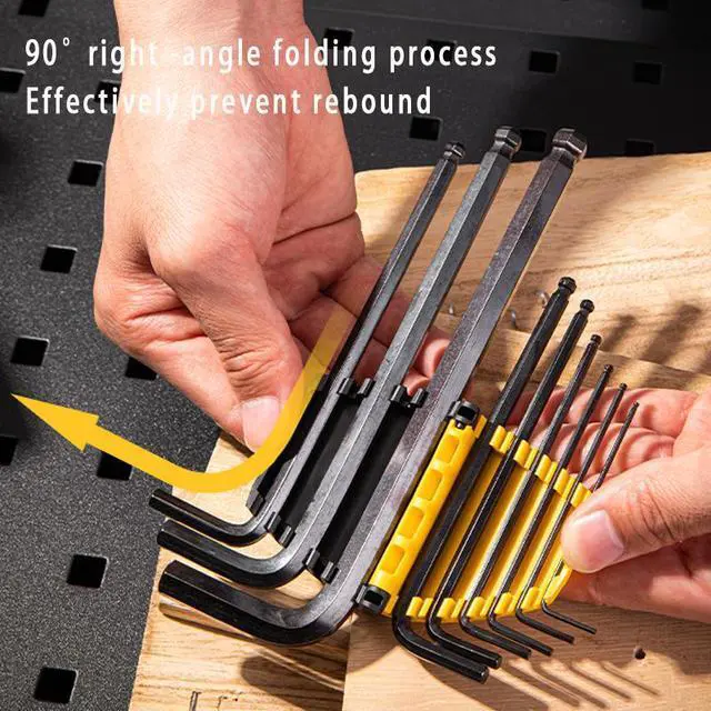 Alt view image 2 of 7 - Deli Long Ball End Blacken Hex Key Set Cr-v materail L Shape Precise and Chamfered Tips Laser Scale