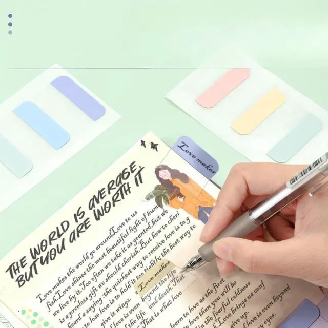 Alt view image 3 of 7 - deli 50 Pcs Page Tabs Sticky for Book Sticky Tabs for Planner Sticky Index Tabs Self Adhesive Page Markers Tabs Notebook Tabs Stick on Divider Sticky Note Tabs Paper Tabs Ultra Tabs Book Tabs(L)