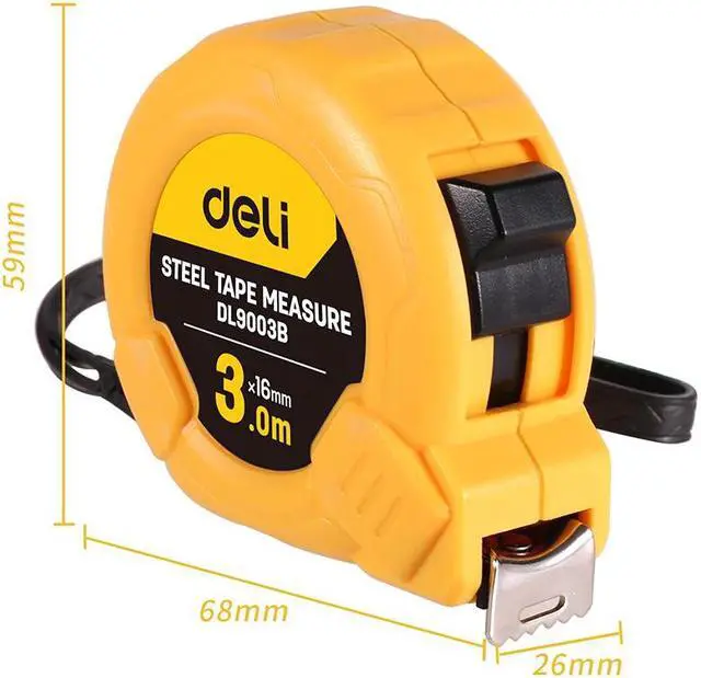 Alt view image 3 of 7 - Deli Steel Measuring Tape High Accuracy Gauging Tool Retractable Ruler Tape Measure DIY Metric Imperial Unit (3m/10ft)