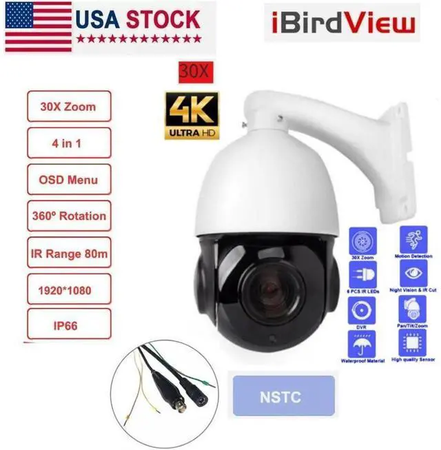Alt view image 2 of 7 - 30X Zoom 4 in1 1080P 2MP 4.5'' PTZ Speed Dome IR IP Camera iB-AHD54F-30X_NTSC