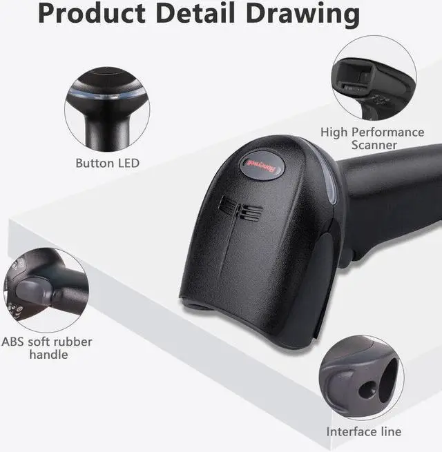 Alt view image 2 of 7 - MECARE Xenon 1900g Wired General Duty Barcode Scanner, 1D, PDF417, 2D, HD Focus, RS232/USB/KBW/IBM, Black, USB Kit - 1900GHD-2USB