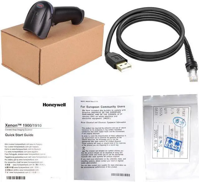 Alt view image 7 of 7 - MECARE Xenon 1900g Wired General Duty Barcode Scanner, 1D, PDF417, 2D, HD Focus, RS232/USB/KBW/IBM, Black, USB Kit - 1900GHD-2USB