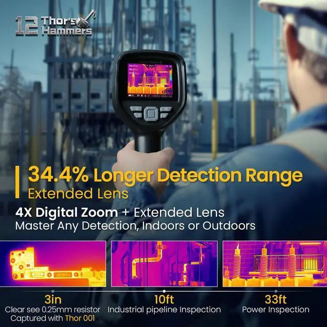 Alt view image 5 of 7 - 4X Zoom Thor 001 Thermographic Camera 550 Infrared Thermal Imaging Camera 3.5"