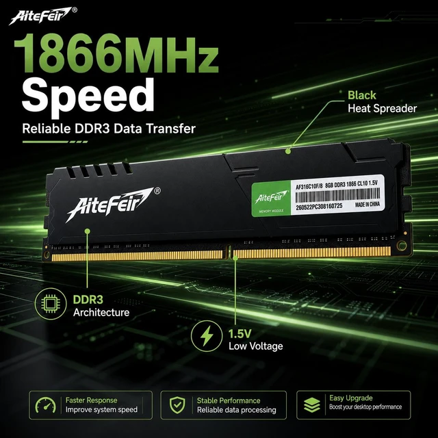 Alt view image 2 of 7 - AitFeir 16GB KIT(8GB*2) DDR3L RAM 1866MHz 1.35V SODIMM Laptop Notebook