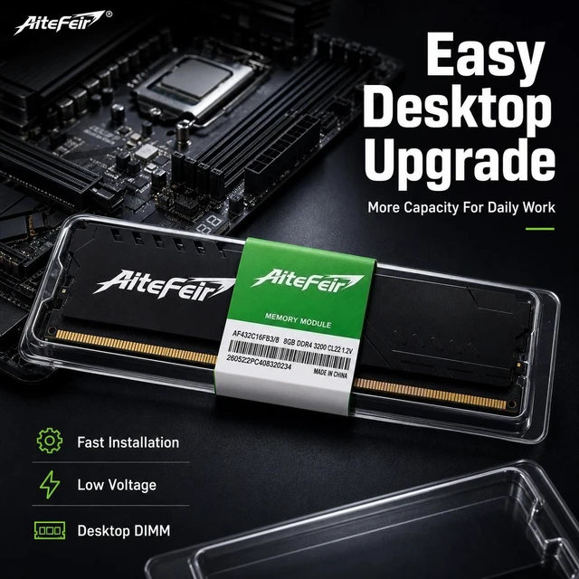 Alt view image 3 of 7 - DDR4 RAM 8GB 3200MHz Desktop Memory 1.2v DIMM 288-Pin Desktop Computer Memory CL22