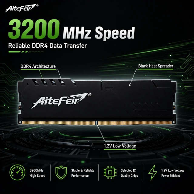 Alt view image 2 of 7 - DDR4 RAM 8GB 3200MHz Desktop Memory 1.2v DIMM 288-Pin Desktop Computer Memory CL22