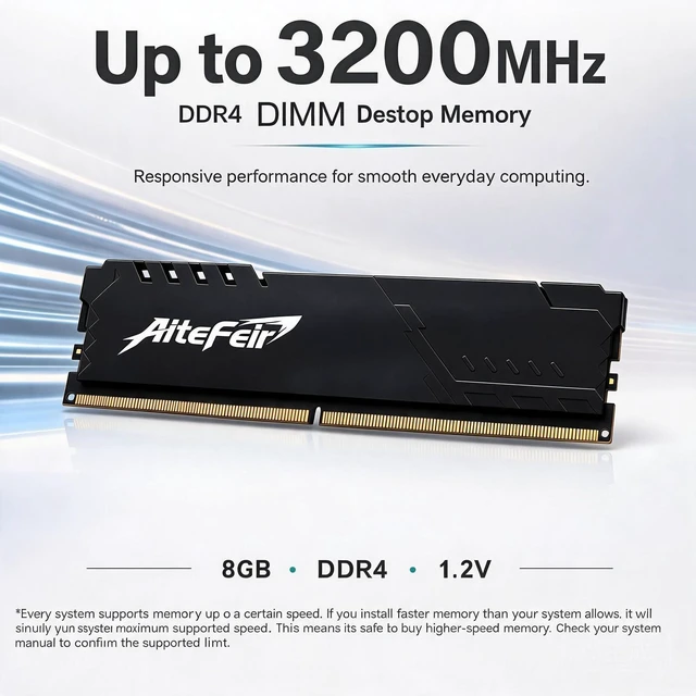 Alt view image 2 of 7 - AiteFeir DDR4 RAM 16GB(8GB*2) 3200MHz Desktop Memory 1.2v DIMM 288-Pin Desktop Computer Memory CL22