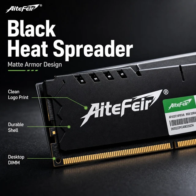 Alt view image 5 of 7 - AiteFeir DDR4 RAM 16GB(8GB*2) 3200MHz Desktop Memory 1.2v DIMM 288-Pin Desktop Computer Memory CL22