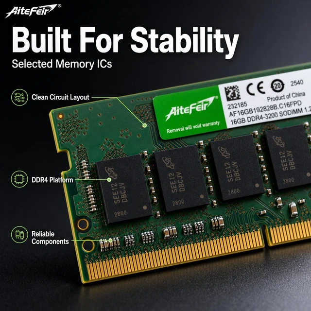 Alt view image 3 of 7 - DDR4 3200MHz 32GB(16GB*2) Laptop RAM PC4-25600 1.2V Low Voltage SODIMM Memory Module, Compatible with Notebooks, Laptops, and All-in-Ones (260-Pin) Non-ECC Unbuffered