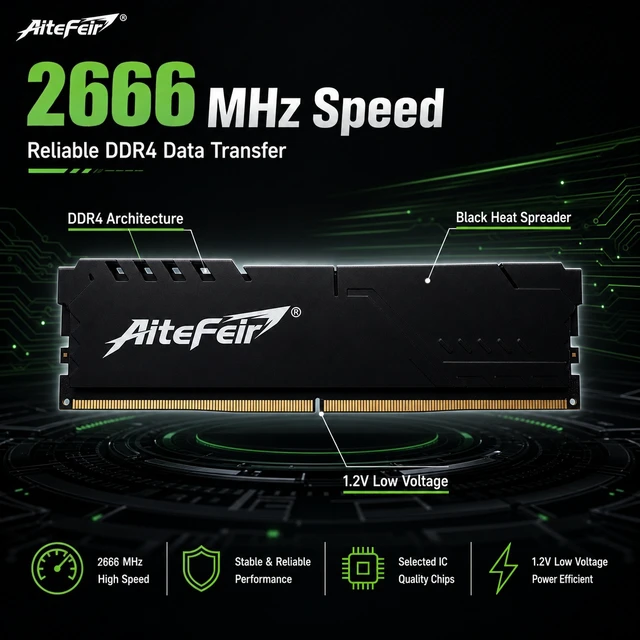 Alt view image 2 of 7 - DDR4 RAM 32GB Kit(16GB*2) 2666MHz PC4-21300 Desktop Memory 1.2v Voltage DIMM 288-Pin Desktop Computer Memory Compatible with Intel & AMD Motherboards CL19