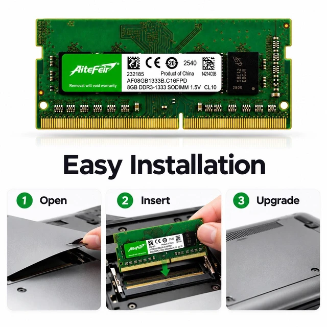 Alt view image 5 of 6 - DDR3 16GB Kit (2x8GB) 1333MHz Laptop RAM, PC3-10600 204-Pin SO-DIMM Notebook Memory, 1.5V Non-ECC Unbuffered, Dual Channel Memory Upgrade for DDR3 Compatible Laptops