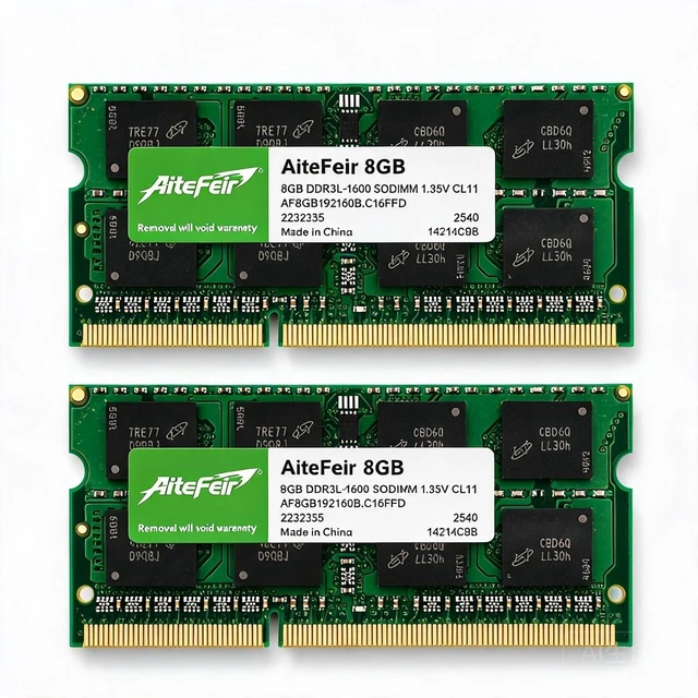 Main image of AiteFeir DDR3L 16GB Kit (2x8GB) 1600MHz Laptop RAM, PC3L-12800 204-Pin SO-DIMM Notebook Memory, 1.35V Non-ECC Unbuffered, Memory Upgrade for Compatible Laptops