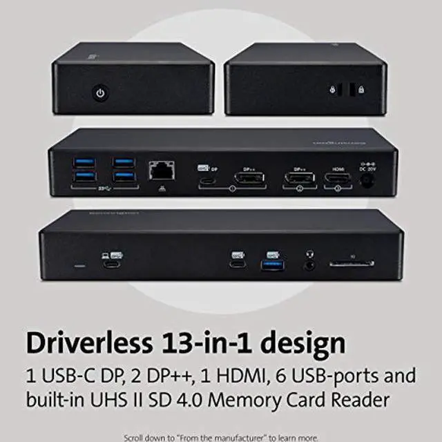 Alt view image 4 of 5 - Kensington SD4850P USB-C Docking Station for Dell, HP, Lenovo, Surface, PixelBook, Pixel Slate- Dual 4K Video, 100W PD (K34115NA)
