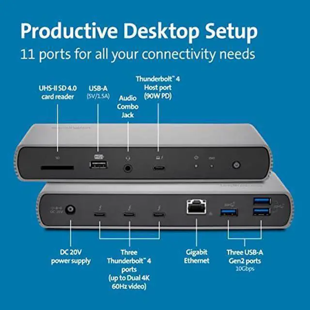 Alt view image 3 of 5 - Kensington SD5750T Thunderbolt 4 Docking Station for Microsoft Surface Pro 8 and Surface Laptop Studio (K37899NA)