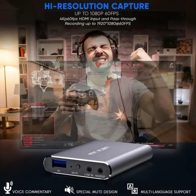 Alt view image 6 of 7 - Pyle HDMI Video Capture Card-1080p 60fps,Game Capture Card,4K HDMI,Game Console