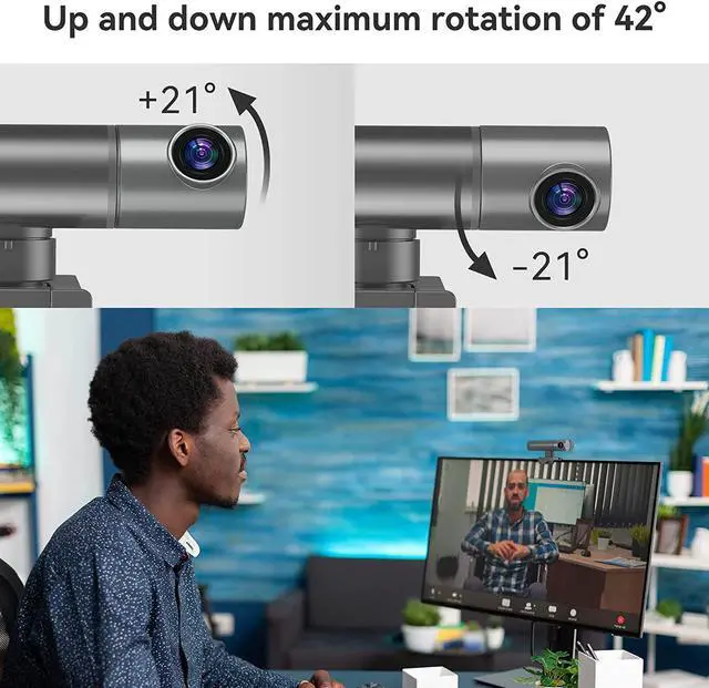 Alt view image 4 of 5 - Webcam,2K Web cam with Intelligent Sensor, AI Auto Tracking, Gesture Control, 2X Zoom, Noise-Canceling Microphones, No App, Computer Camera for YouTube Gaming Conference Teaching Streaming