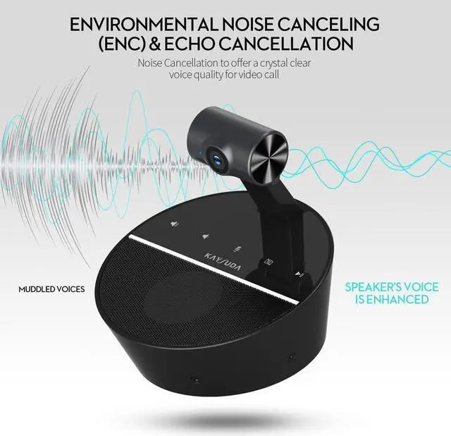 Alt view image 3 of 6 - Conference Speakerphone HD 1080p Camera with Built-in 6W Speaker and 6 Omnidirectional Mics for Computer