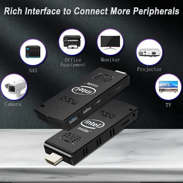 Alt view image 6 of 7 - PC Stick Mini PC Stick with Intel Atom Z8350 & Windows 10 Pro,Mini PC 4GB RAM 128GB ROM,Intel pc Stick Support Auto Power on,HD 4K on Business Office Industrial IOT Media Home