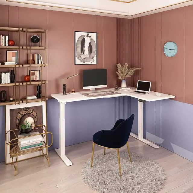 Alt view image 7 of 7 - FLEXISPOT Corner Desk Dual Motor L Shaped Computer Electric Standing Desk Sit Stand Up Desk Height Adjustable Desk Home Office Table with Splice Board, 71x48 White