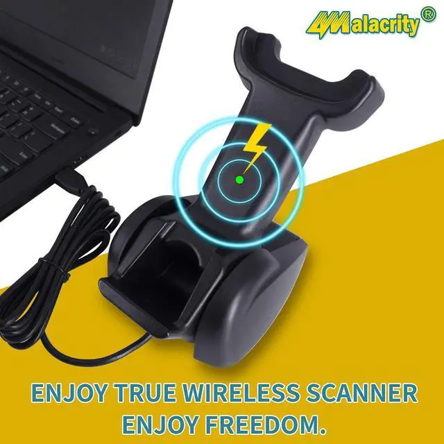 Alt view image 4 of 7 - Alacrity Upgraded QR 2D Industrial Barcode Scanner, Wireless Charging Cradle, 1968 ft Long Transmission Distance, Bluetooth & 433Mhz Wireless 2in1 Barcode Reader, Dust Shock Proof Hands Free