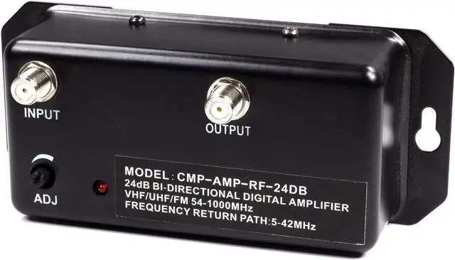Alt view image 2 of 5 - 24db Distribution Amplifier - Digital TV Antenna Booster Signal Amplifier, Adjustable Boost/Gain, NTSC, ATSC, FM, UHF, VHF - 1000 MHz - Includes RG6 Coaxial Cable