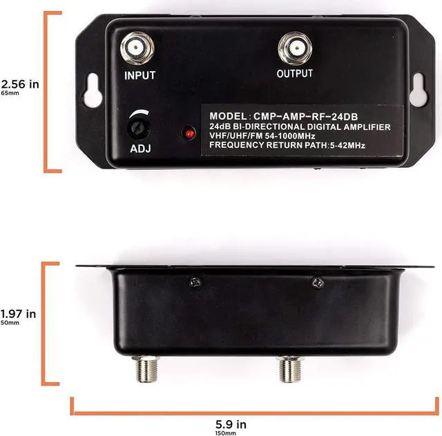 Alt view image 3 of 5 - 24db Distribution Amplifier - Digital TV Antenna Booster Signal Amplifier, Adjustable Boost/Gain, NTSC, ATSC, FM, UHF, VHF - 1000 MHz - Includes RG6 Coaxial Cable