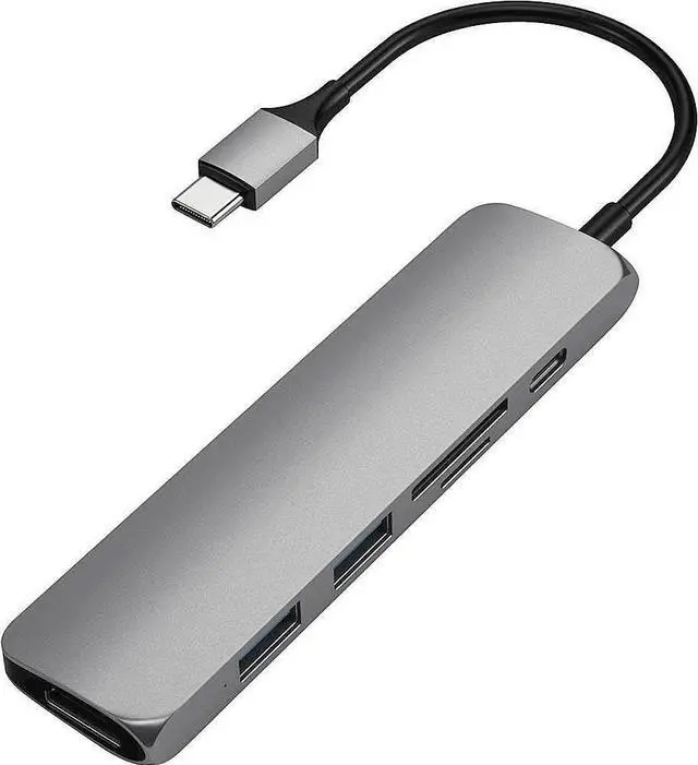 Alt view image 4 of 5 - SATECHI SLIM MULTI-PORT ADAPTER V2 WITH USB-C PD, 4K HDMI, MICRO/SD CARD READERS, USB 3.0 - 2020 MACBOOK PRO, 2020 IPAD PRO     SPACE GRAY