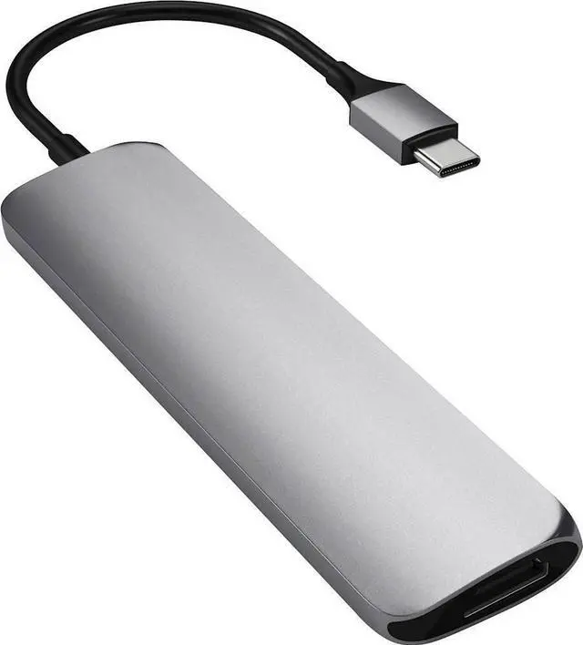 Alt view image 3 of 5 - SATECHI SLIM MULTI-PORT ADAPTER V2 WITH USB-C PD, 4K HDMI, MICRO/SD CARD READERS, USB 3.0 - 2020 MACBOOK PRO, 2020 IPAD PRO     SPACE GRAY