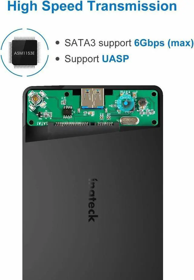 Alt view image 5 of 7 - Inateck USB 3.0 2.5" External HDD SSD Enclosure Hard Drive Case SATA 3.0 UASP