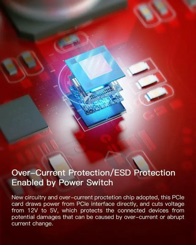 Alt view image 6 of 7 - Inateck PCIe to USB 3.2 Gen 2 Expansion Card 8 Gbps 3 Type A & 2 Type C Ports