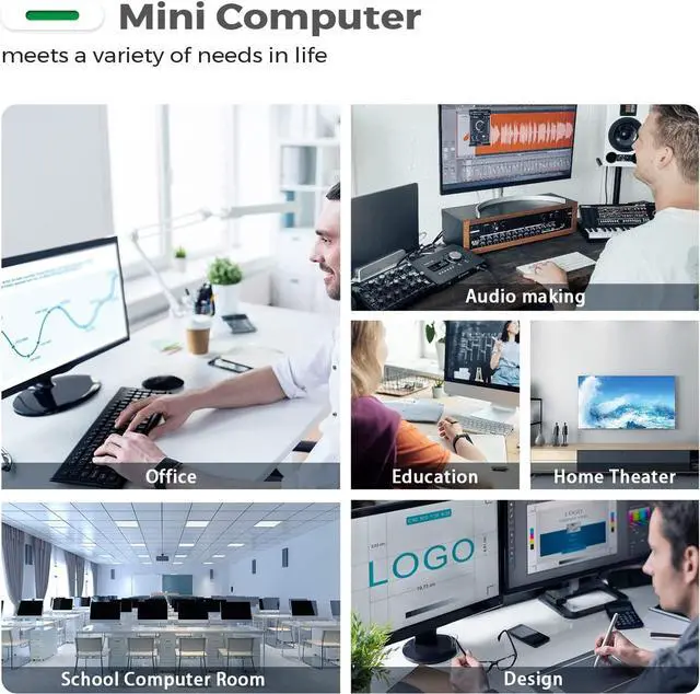 Alt view image 7 of 7 - Micro Computer W++11 Desktop Intel 11th Generation Processors N5095 Mini Computer, 8G DDR4 128G M.2 SSD 2280 Green G3 Micro PC W++10 Pro, Support Dual 4K@60Hz HDMI/WiFi 5/BT/W++11