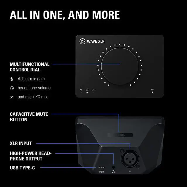 Alt view image 3 of 7 - Elgato Wave XLR - Audio Mixer and 75 db Preamp for XLR Mic to USB-C, Control Interface with 48V Phantom Power, Tap-to-Mute, Digital Mixing Software for Streaming, Recording, Podcasting on Mac and PC
