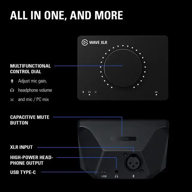 Alt view image 5 of 7 - Elgato XLR Solution - Dynamic XLR Microphone, Audio Mixer for XLR Mic to USB-C, Noise Rejection, Digital Mixing Software for Podcasting, Streaming, Broadcasting for Mac, PC with 10ft/3m XLR Cable