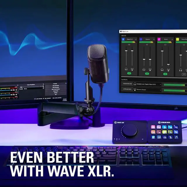 Alt view image 4 of 7 - Elgato XLR Solution - Dynamic XLR Microphone, Audio Mixer for XLR Mic to USB-C, Noise Rejection, Digital Mixing Software for Podcasting, Streaming, Broadcasting for Mac, PC with 10ft/3m XLR Cable
