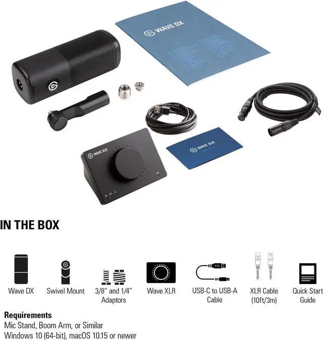 Alt view image 7 of 7 - Elgato XLR Solution - Dynamic XLR Microphone, Audio Mixer for XLR Mic to USB-C, Noise Rejection, Digital Mixing Software for Podcasting, Streaming, Broadcasting for Mac, PC with 10ft/3m XLR Cable