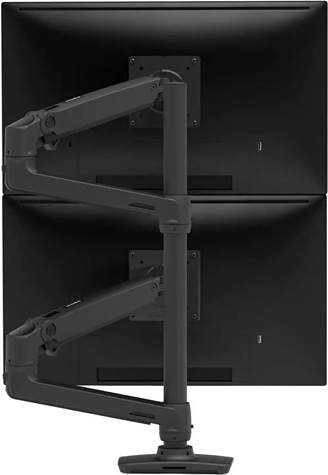 Alt view image 2 of 5 - Ergotron  LX Vertical Stacking Dual Monitor Arm, VESA Desk Mount  for 2 Monitors Up to 40 Inches, 7 to 22 lbs Each  Tall Pole, Matte Black