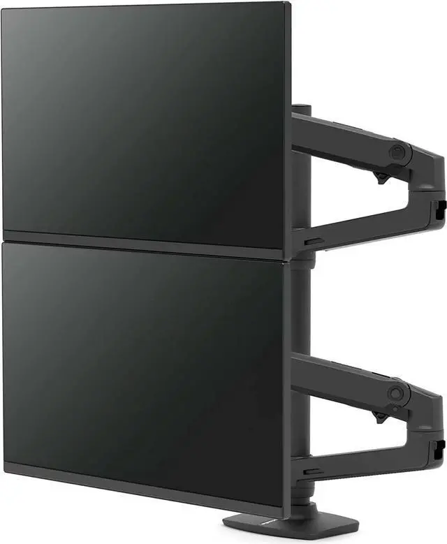 Alt view image 3 of 5 - Ergotron  LX Vertical Stacking Dual Monitor Arm, VESA Desk Mount  for 2 Monitors Up to 40 Inches, 7 to 22 lbs Each  Tall Pole, Matte Black