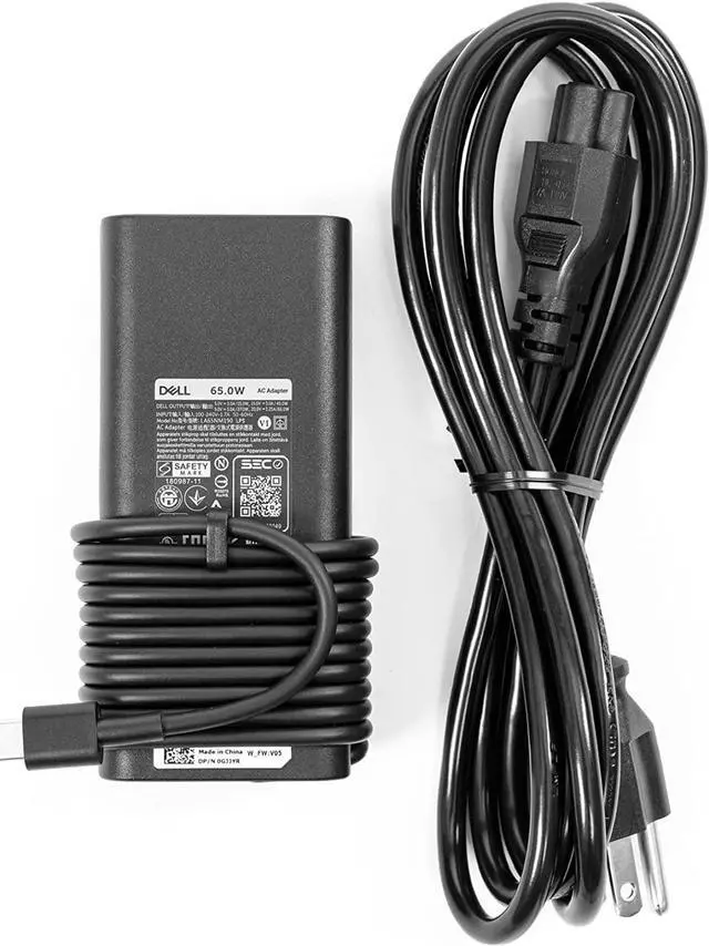 Alt view image 2 of 5 - Dell Laptop Charger 65W Watt USB Type C AC Power Adapter LA65NM190/HA65NM190/DA65NM190 Include Power Cord for Dell XPS 12 9250, XPS 13 9350 Compatible with XPS Series and Latitude 5000 Series