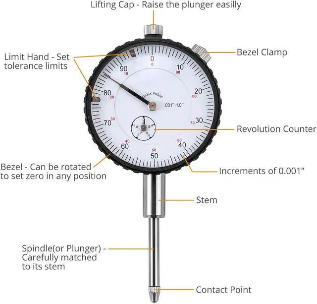 Alt view image 2 of 7 - Dial Indicator Magnetic Base Holder Stand 0-1 inch Test Gauge Tool Kit
