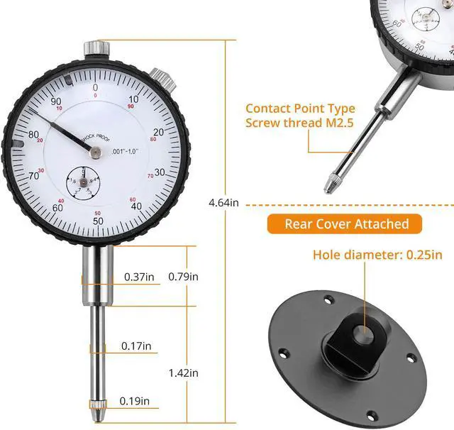 Alt view image 3 of 7 - Dial Indicator Magnetic Base Holder Stand 0-1 inch Test Gauge Tool Kit