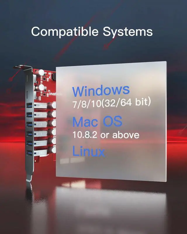 Alt view image 3 of 6 - Inateck PCIe to USB 3.2 Gen 2 Expansion Card 20Gbps w/ 6 USB A & 2 USB C Ports