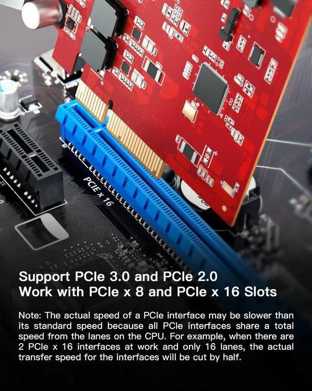 Alt view image 4 of 6 - Inateck PCIe to USB 3.2 Gen 2 Expansion Card 20Gbps w/ 6 USB A & 2 USB C Ports