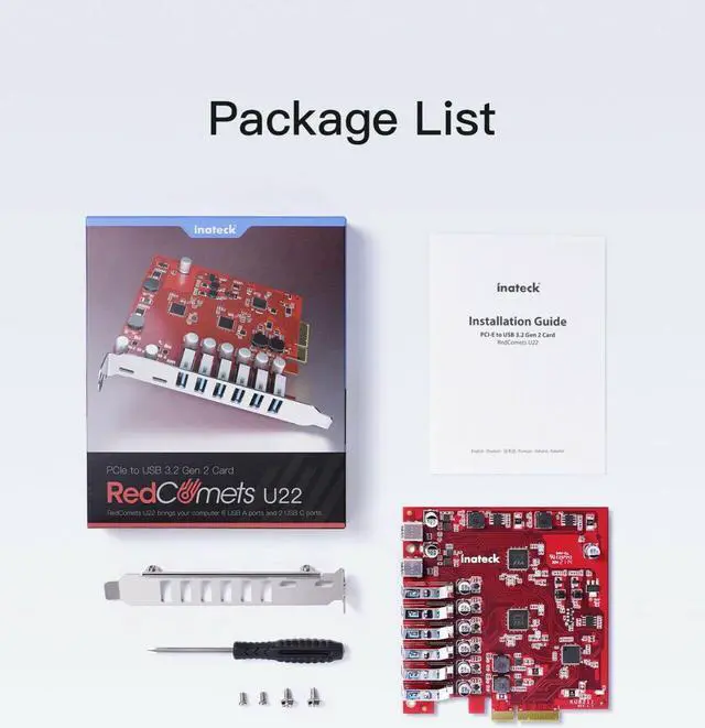 Alt view image 6 of 6 - Inateck PCIe to USB 3.2 Gen 2 Expansion Card 20Gbps w/ 6 USB A & 2 USB C Ports