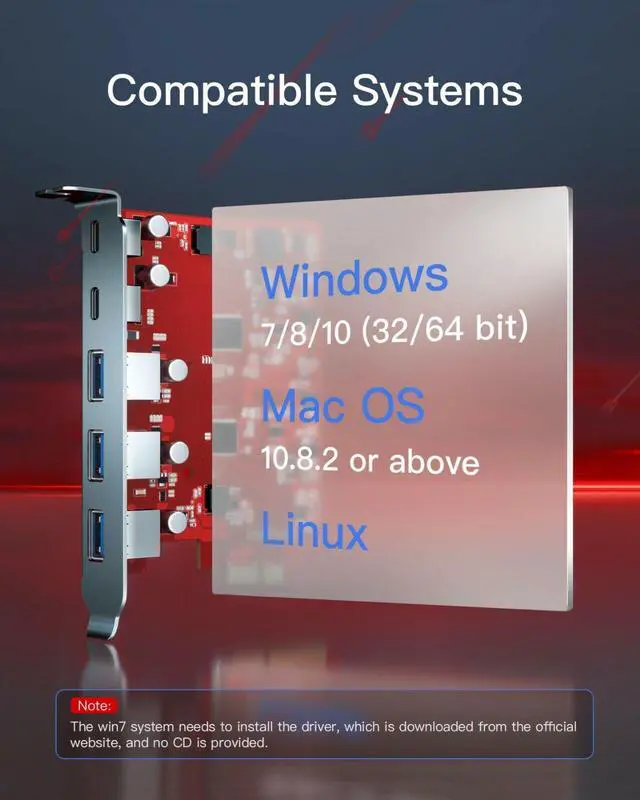 Alt view image 4 of 7 - Inateck PCIe to USB 3.2 Gen 2 Expansion Card 8 Gbps 3 Type A & 2 Type C Ports