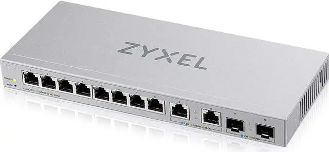 Main image of Zyxel 12-Port Multi-Gigabit Ethernet Web Managed Switch | 2 x 2.5G | 2 x 10G SFP+ Fiber | 8 x GbE Ports | Plug & Play | Desktop or Wall-Mount | Ethernet Splitter | Lifetime Warranty | XGS1210-12
