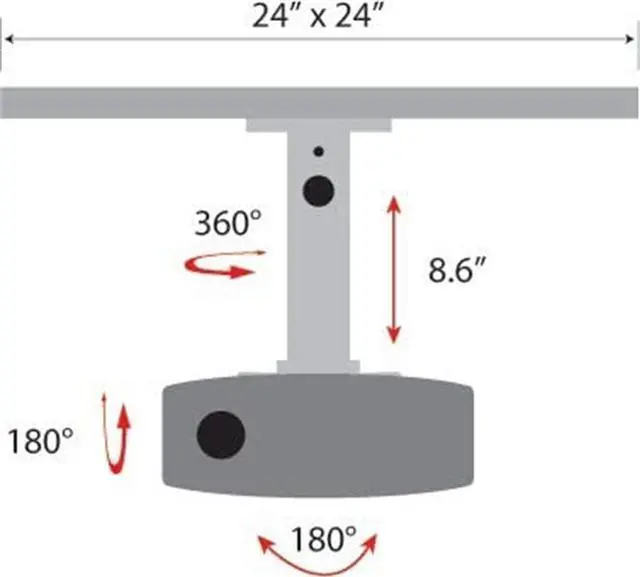 Alt view image 3 of 4 - Amer AMRDCP100KIT Universal Adjustable 2 x 2 feet Drop Ceiling Projector Mount, Suspended Drop-in Ceiling Projection Mounting Kit, White