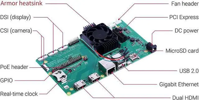 Alt view image 7 of 7 - Raspberry Pi Compute Module 4 with CM4 heatsink PWM Fan, CM4 8GB RAM 32GB eMMC Single Board 64-Bit Quad-Core Processor Bluetooth 5.0 Dual-Band WiFi (CM4108032)