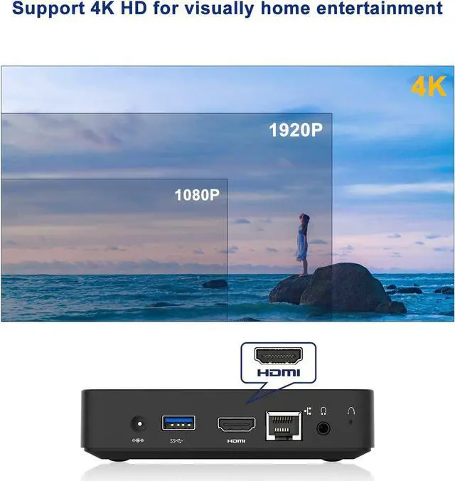 Alt view image 7 of 7 - Mini PC Celeron N4020(up to 2.8GHz), DDR4 4GB/64GB eMMC Mini PC Fanless UHD 4k@60Hz, Mini Computer Support HDMI&VGA, USB3.0, 2.4/5.8G Wi-Fi, DIY NGFF 2242 SSD